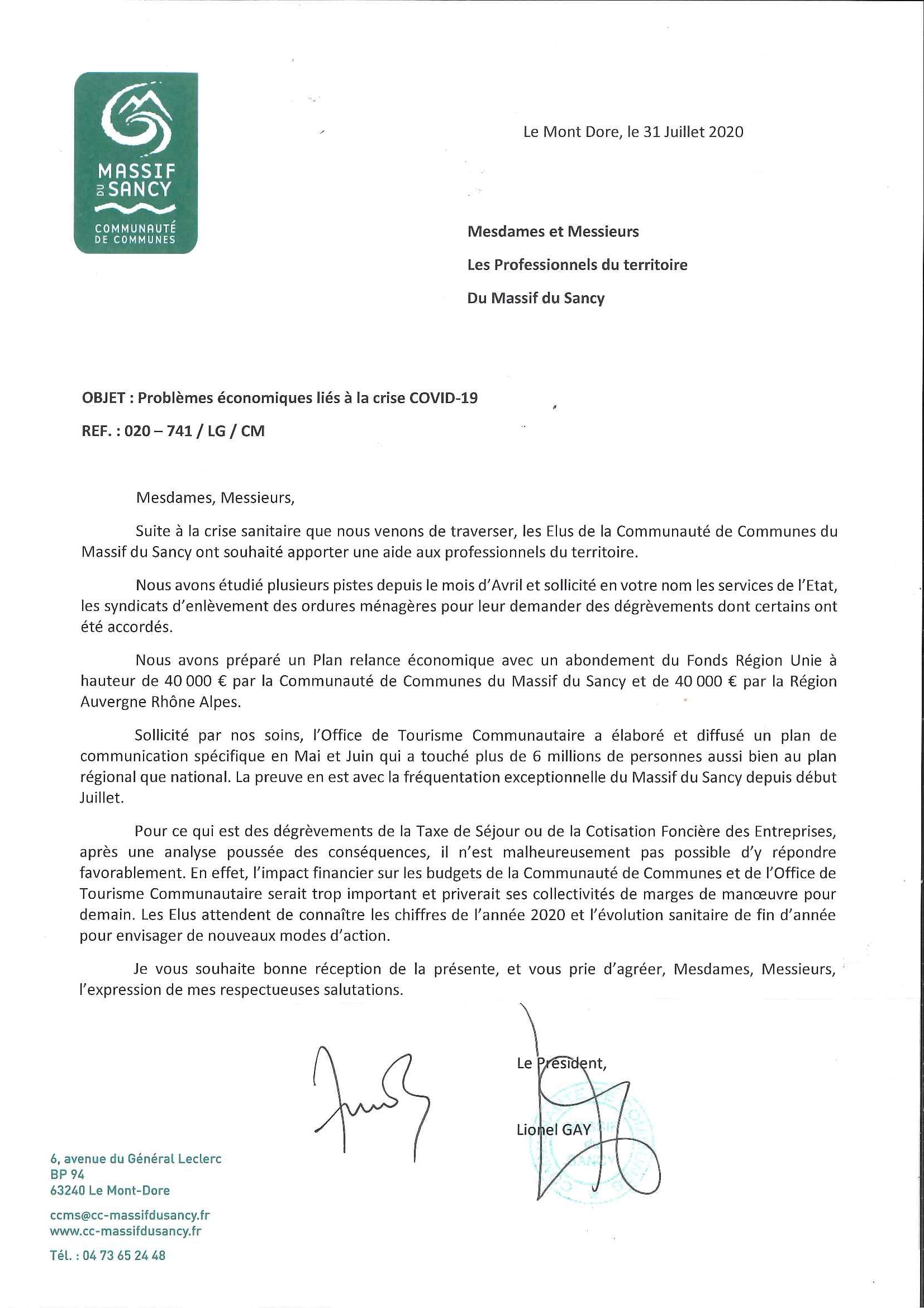 Courrier du Président