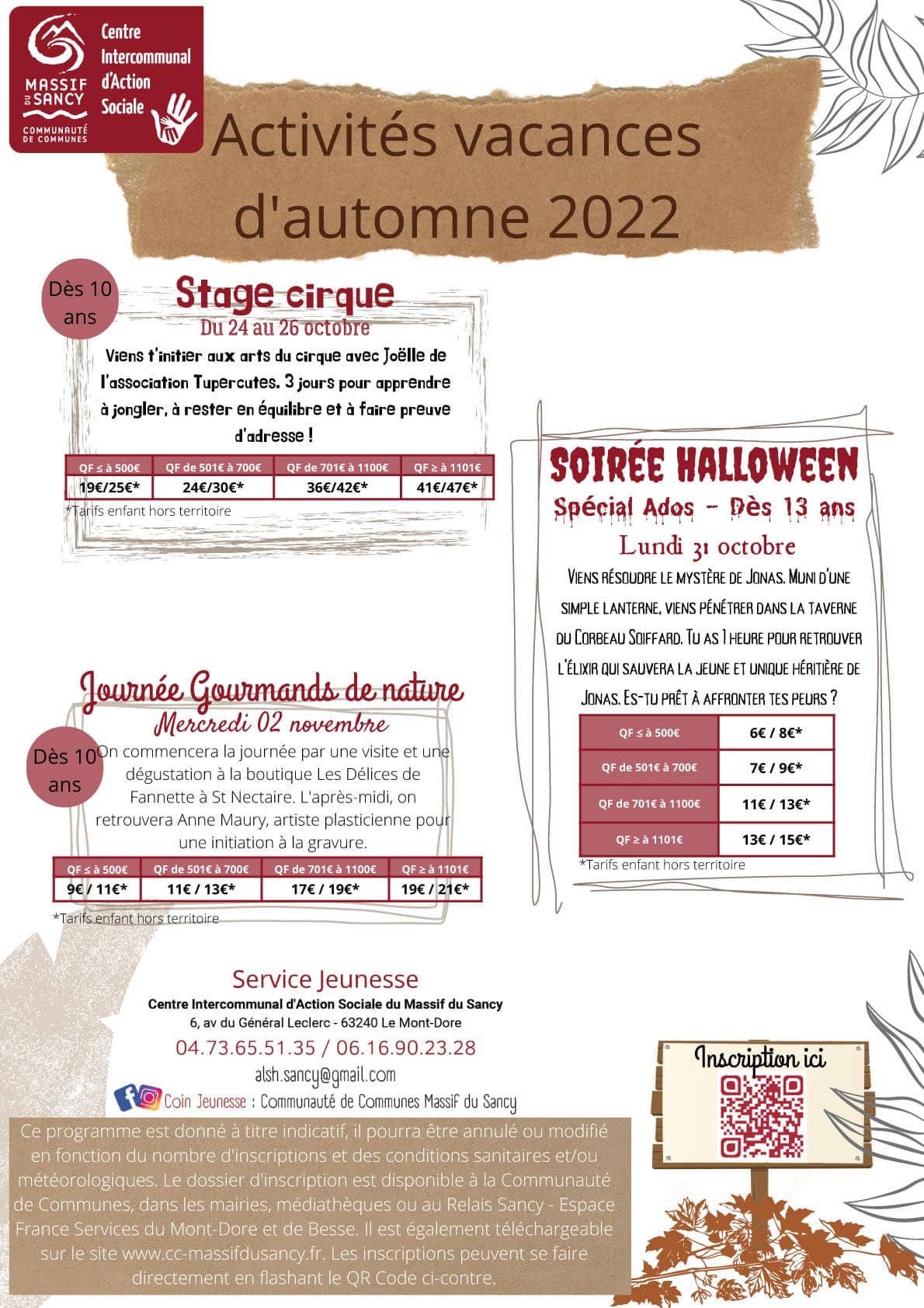 Activités Loisirs automne 2022