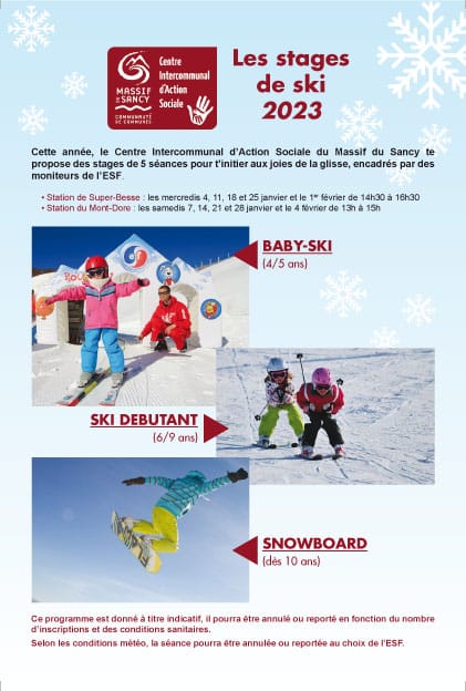 Affiche stage de ski hiver 2023