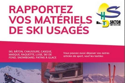 Collecte de matériel de ski usagés pour tri avec Ecologic