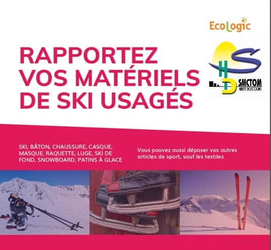 Collecte de matériel de ski usagés pour tri avec Ecologic