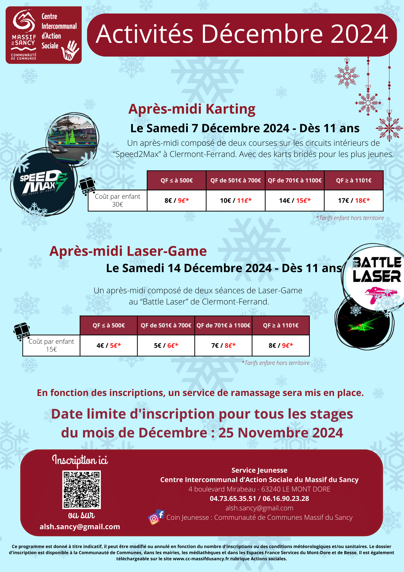 Activités jeunesse du CIAS du Massif du Sancy en décembre