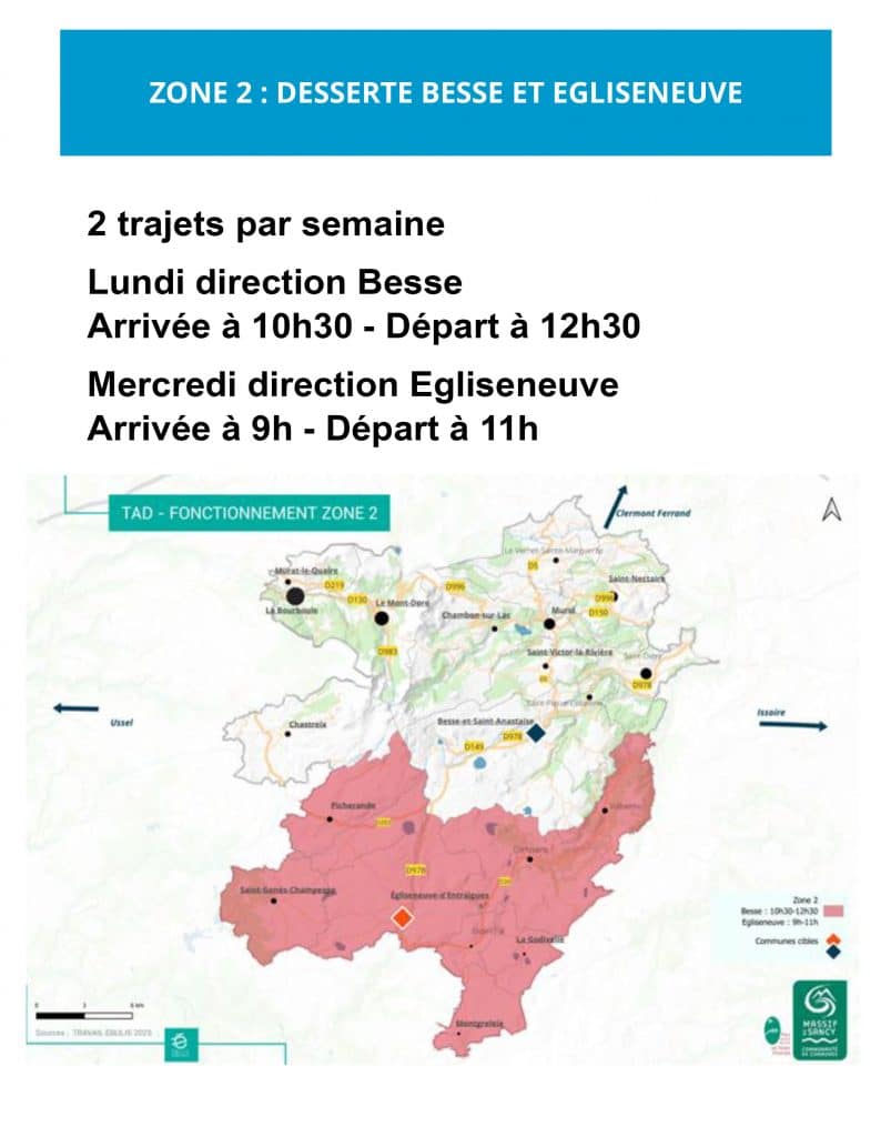 Transport à la Demande dans le Sancy zone 2
