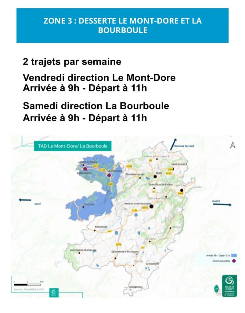 Transport à la Demande dans le Sancy zone 3