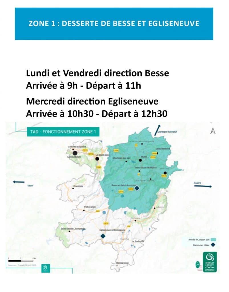 Transport à la Demande dans le Sancy zone 1