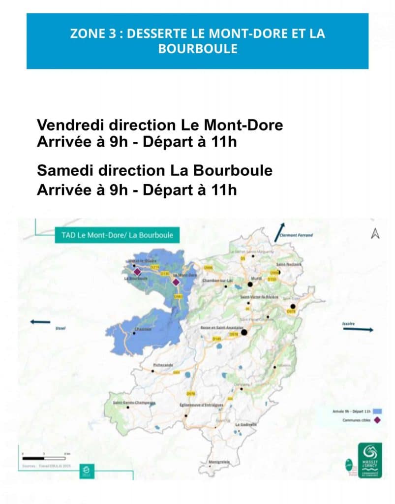 Transport à la Demande dans le Sancy zone 3