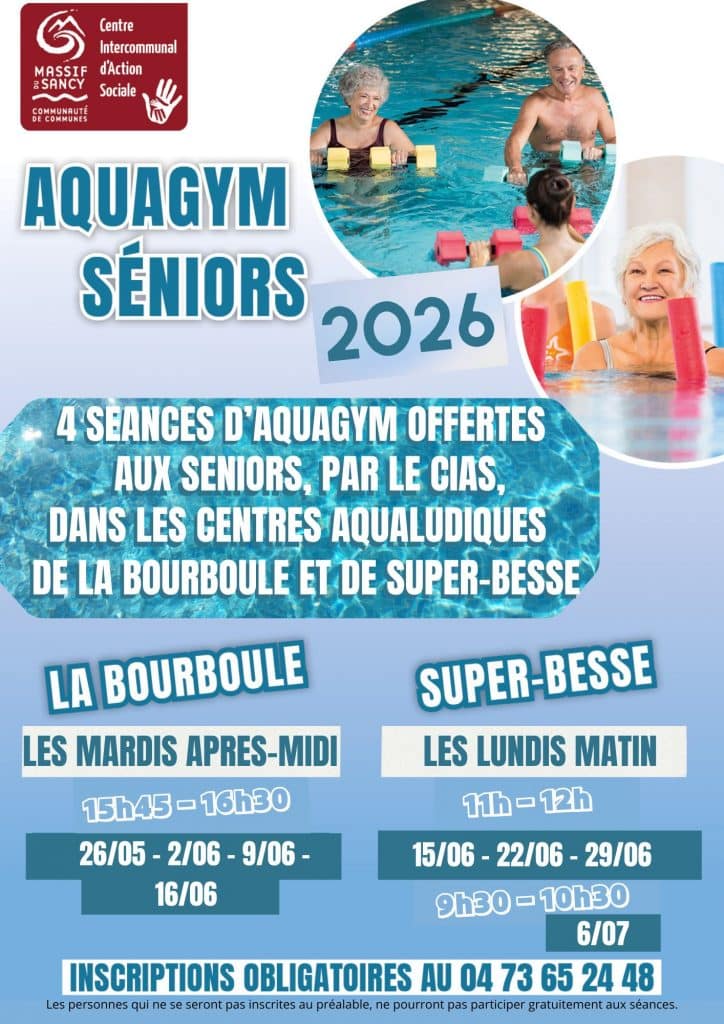 Aquagym proposé par le CIAS Massif du Sancy