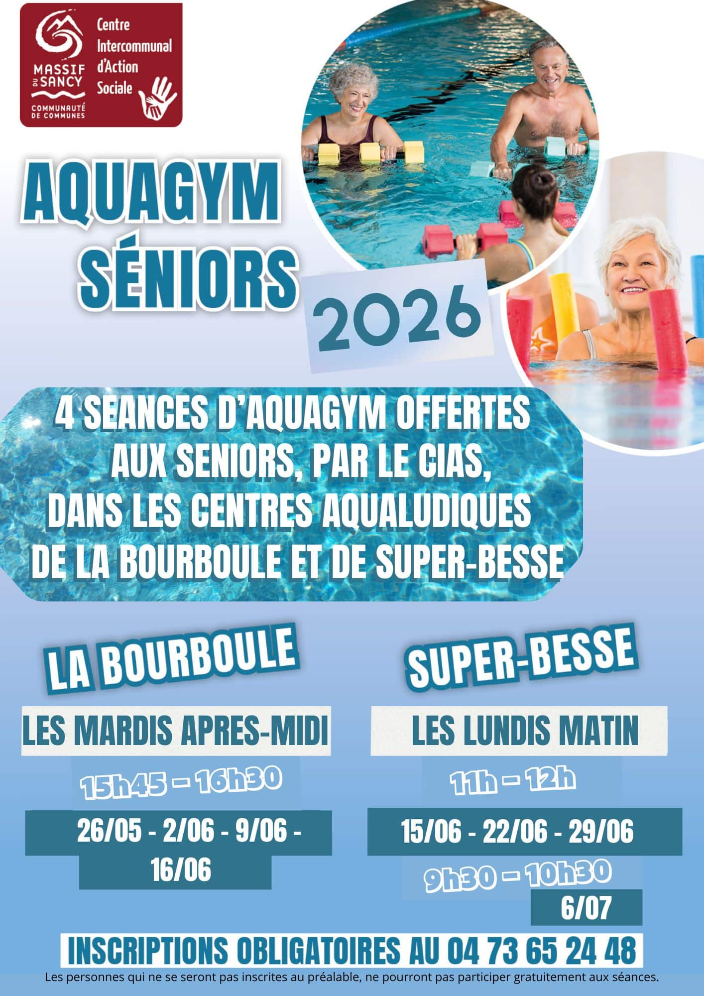 Aquagym proposé par le CIAS Massif du Sancy
