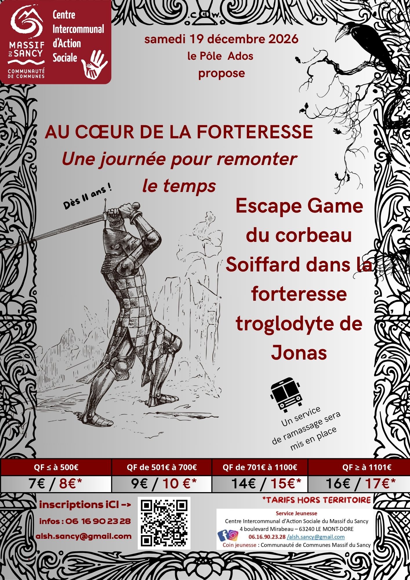 Pole Ados CIAS Sancy - AU COEUR DE LA FORTERESSE - 19 decembre 2026 Pole Ados CIAS Sancy - AU COEUR DE LA FORTERESSE - 19 decembre 2026