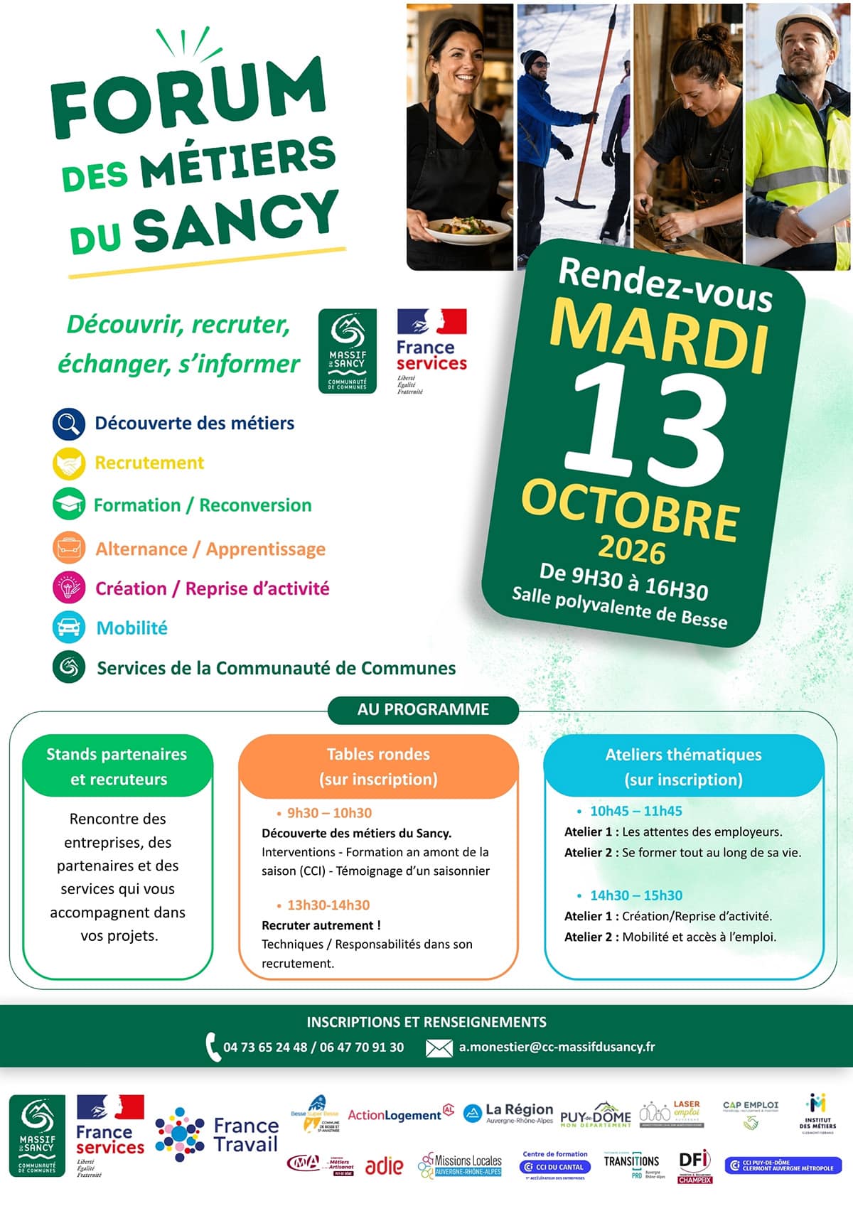 Affiche forum des métiers du Sancy 2026