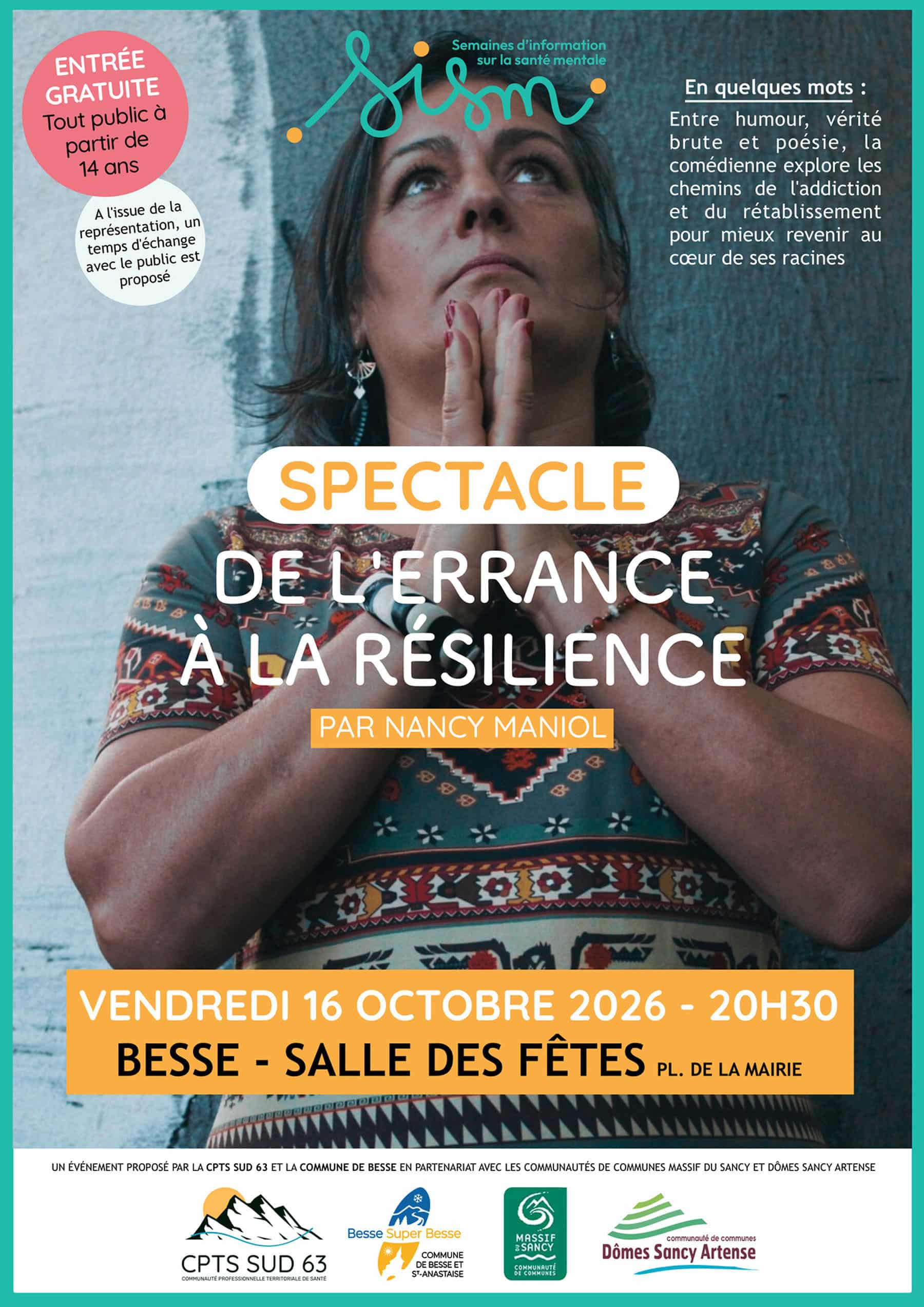 Affiche spectacle addictions 15 octobre 2026 Besse - SISM 2026